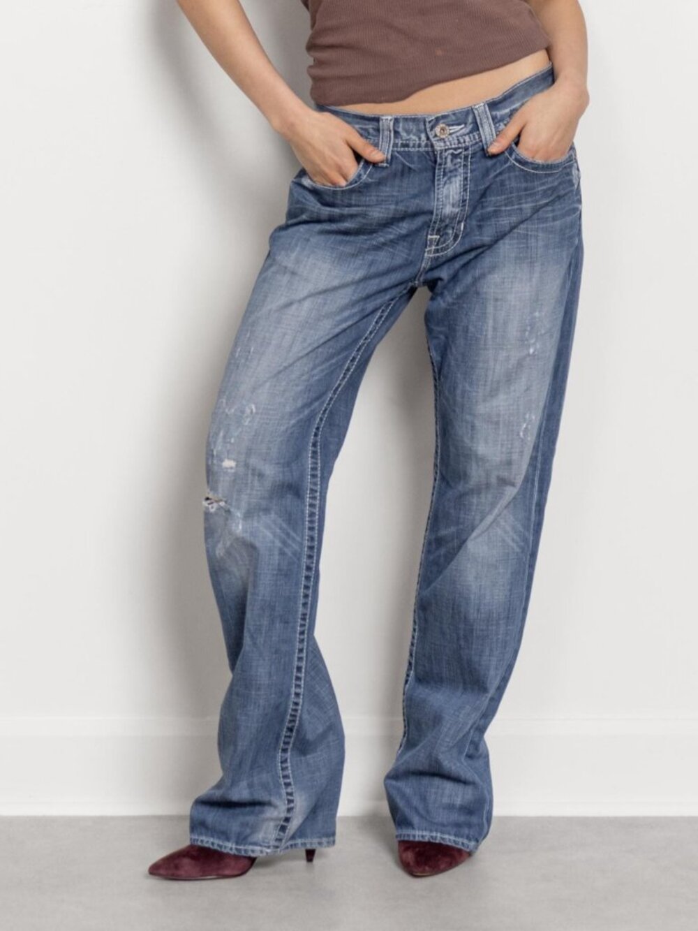 Baggy Boy Vintage Jeans Denim Pants, Size Medium / 43 Inch Hips